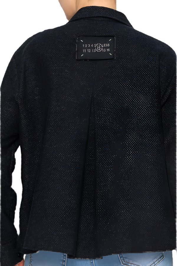 Women's Black textured button-up shirt - Korean Fashion