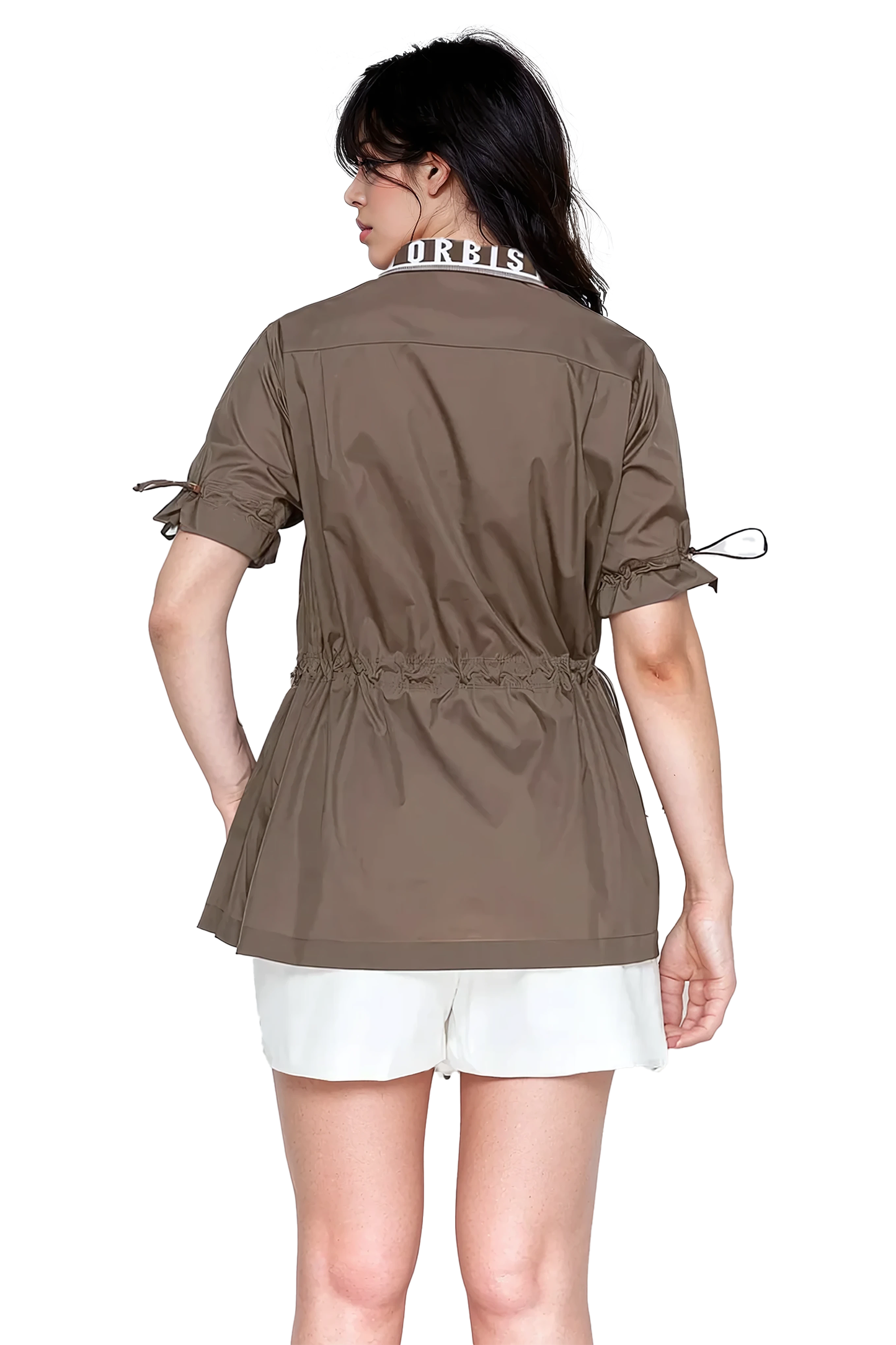 Torbist short-sleeve polo top with adjustable drawstring waist