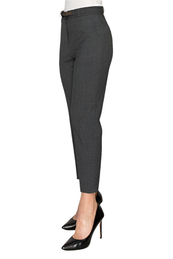 Women's gray straight-leg trousers - Korean Fashion