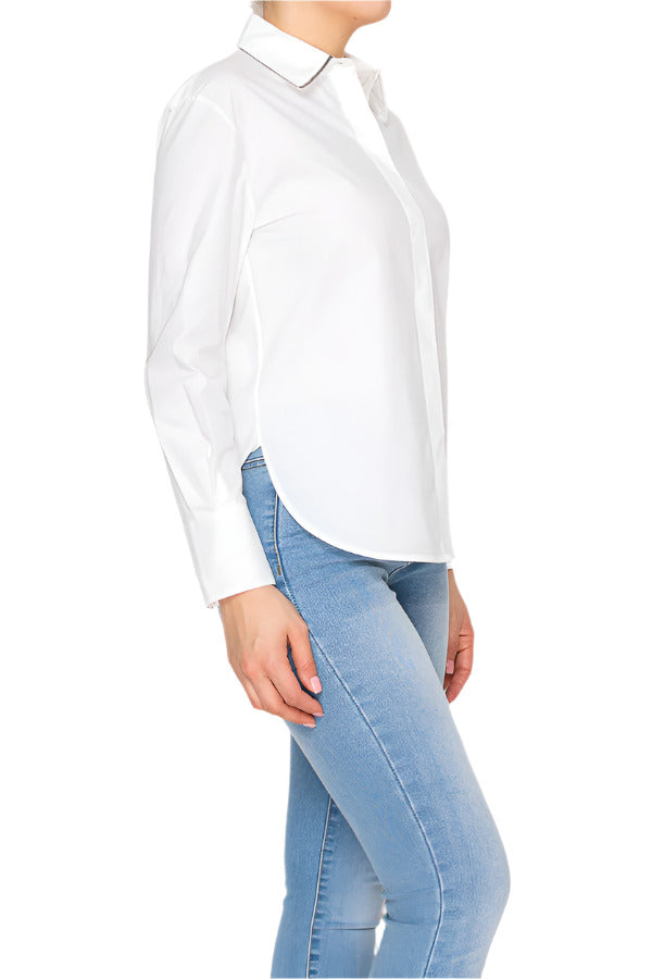 Women's white button-up shirt - Korean Fashion