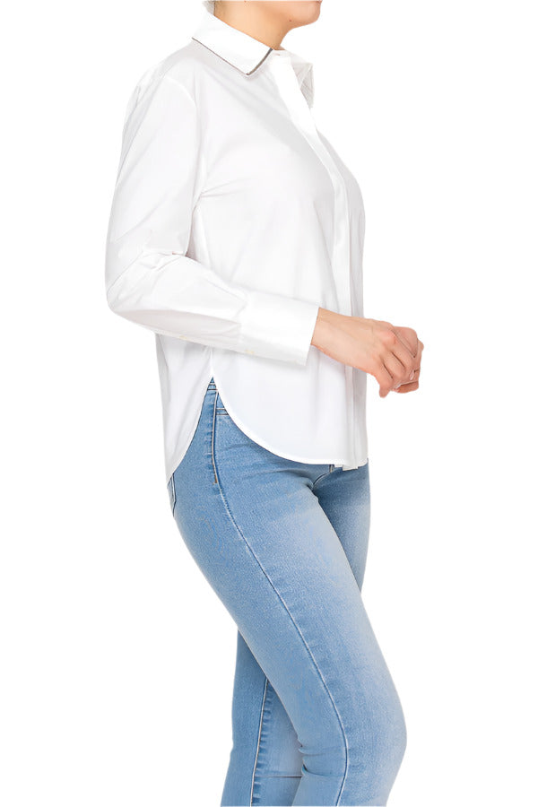 Women's white button-up shirt - Korean Fashion