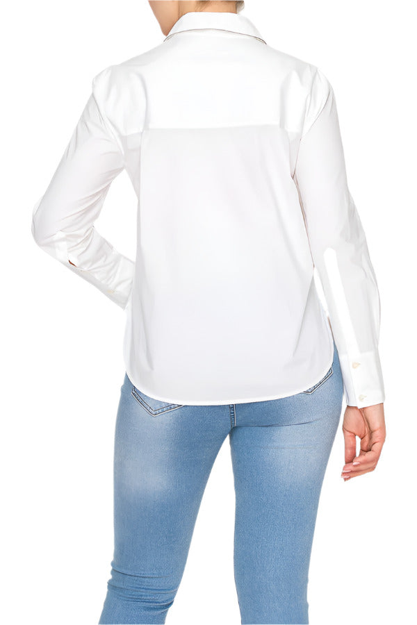 Women's white button-up shirt - Korean Fashion