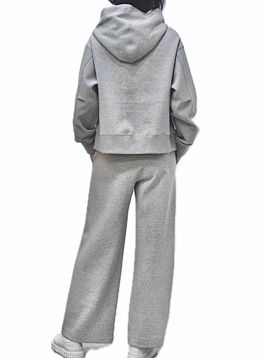 Women's Cropped Hoodie & Wide-Leg Sweatpants Set - Korean Fashion
