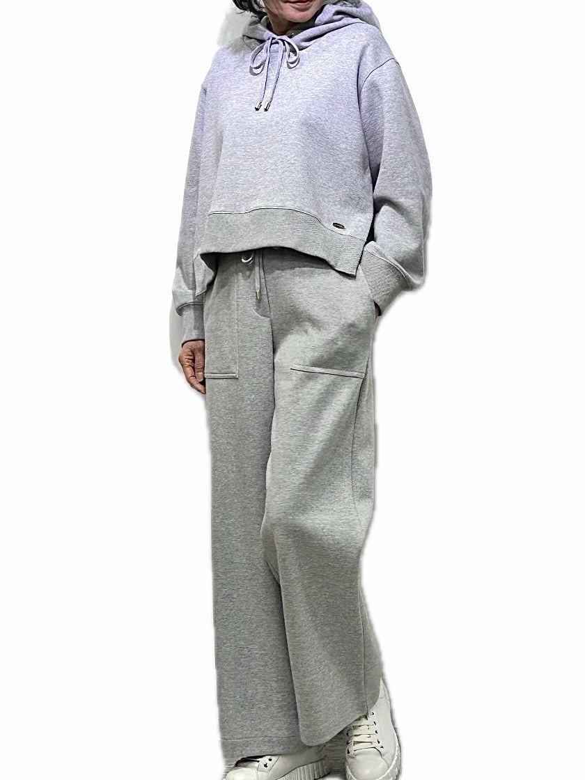 Women's Cropped Hoodie & Wide-Leg Sweatpants Set - Korean Fashion