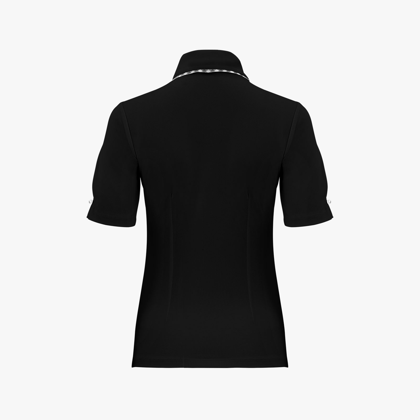 Women’s polo shirt with gingham scarf tie - Korean Golf Fashion