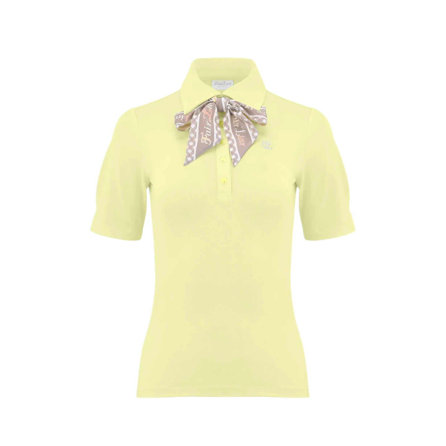 Women’s polo shirt with gingham scarf tie - Korean Golf Fashion