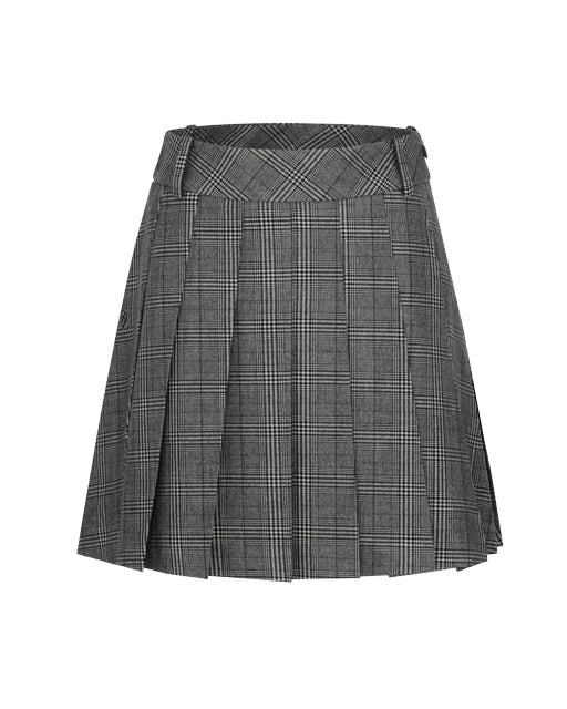 Grey plaid pleated skirt by Fairliar