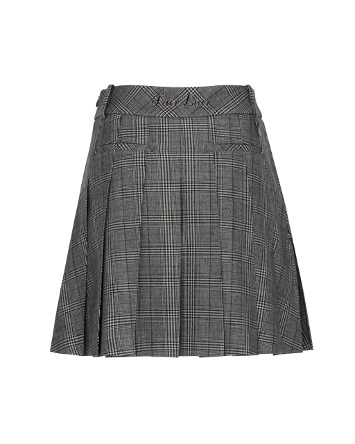 Grey plaid pleated skirt by Fairliar