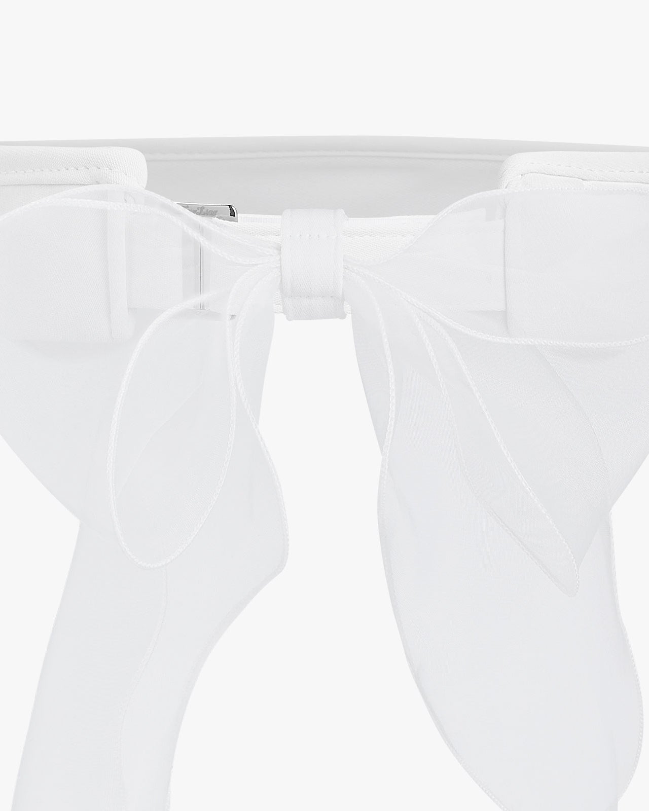 Women's sun visor by Fairliar featuring pearl-embellished logo and ribbon accent