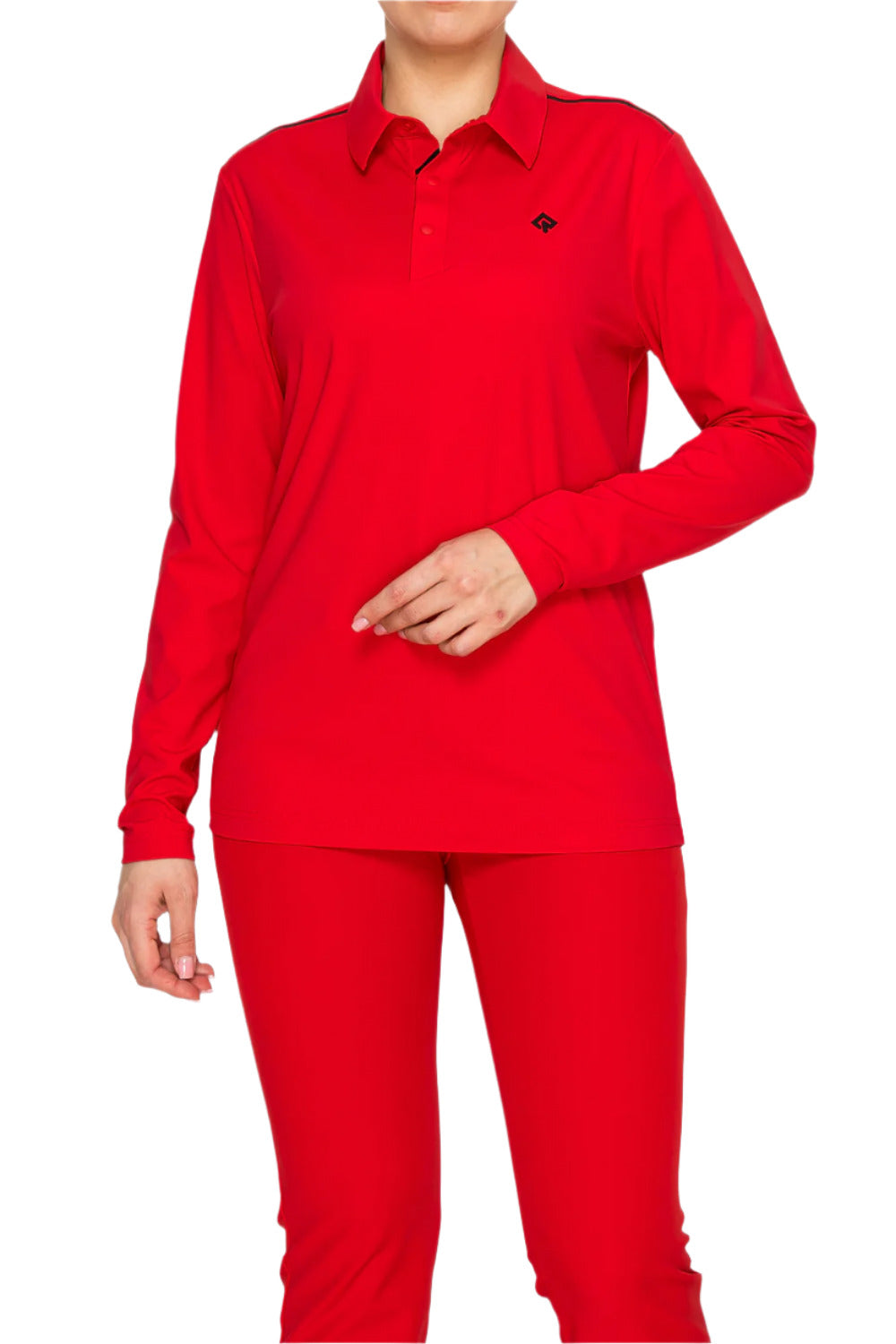 Women's red golf polo with long sleeve by Renoma