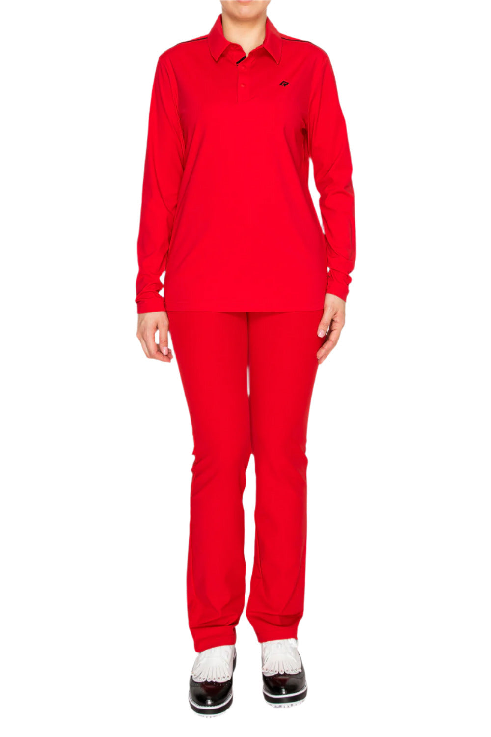 Women's red golf polo with long sleeve by Renoma