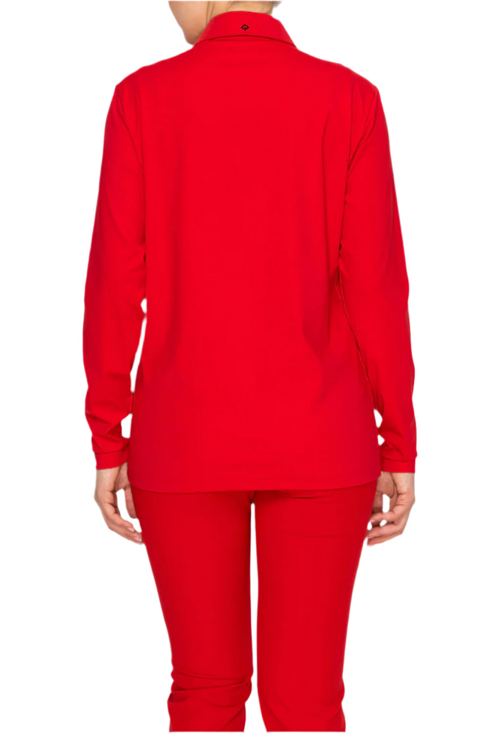Women's red golf polo with long sleeve by Renoma