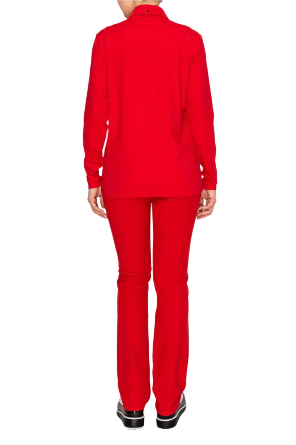 Women's red golf polo with long sleeve by Renoma