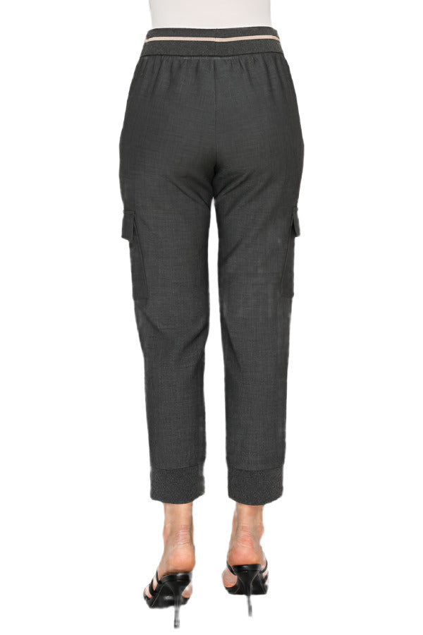 Women's grey cargo-style jogger pants - Korean Fashion