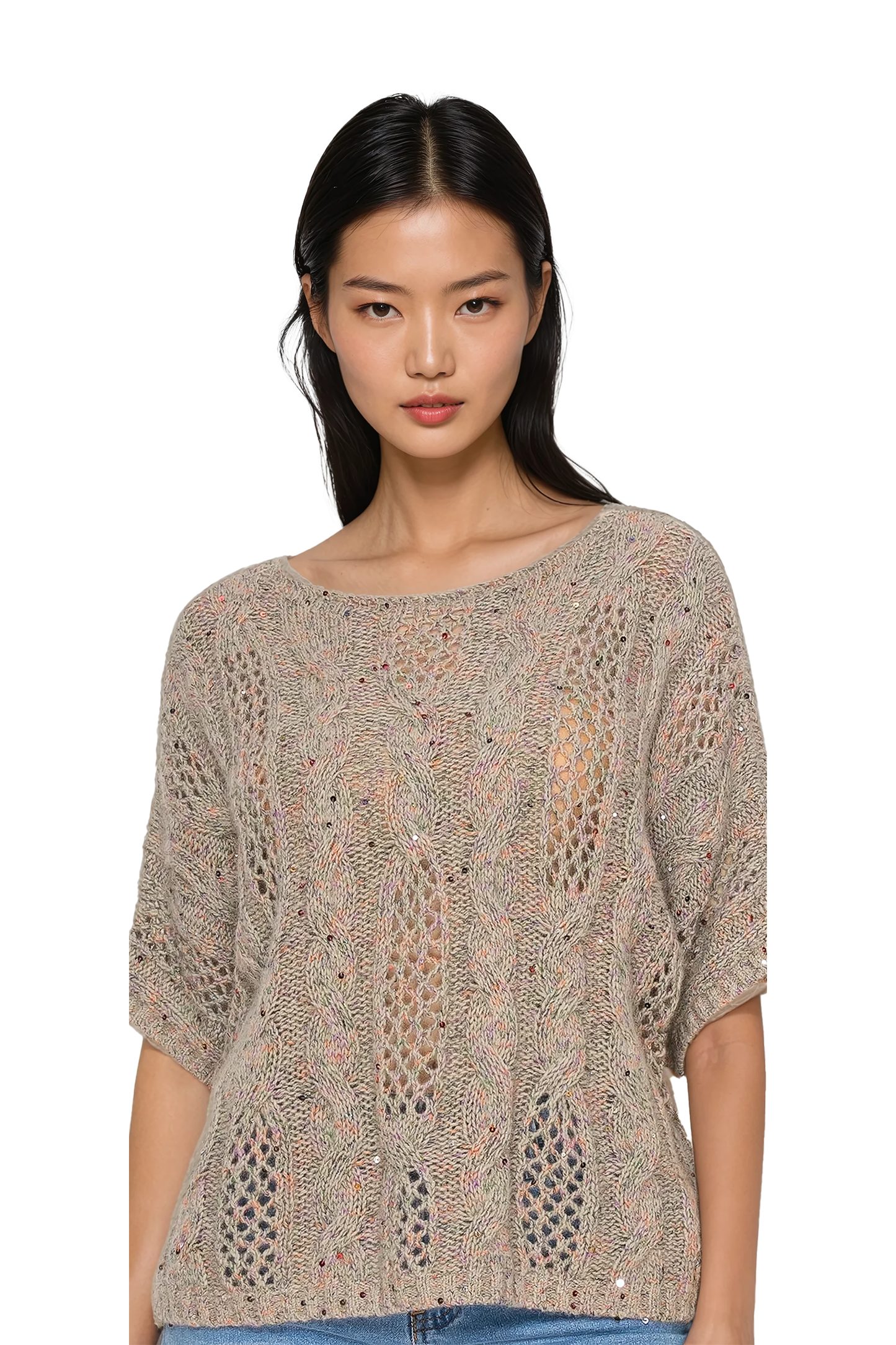 Women's Open-knit sweater - Korean Fashion