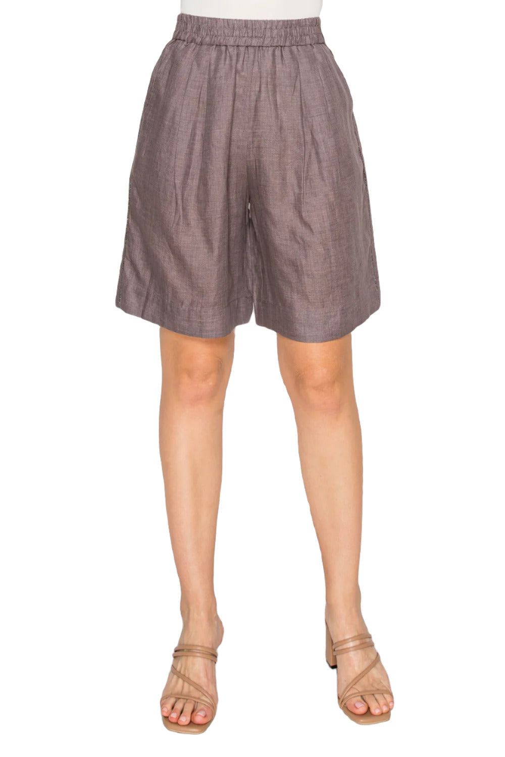 Women's High-Waisted Relaxed Fit Linen Shorts - Korean Fashion