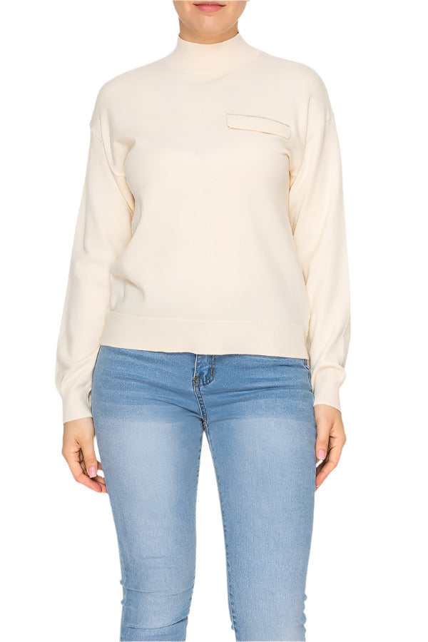 Women's ivory knit sweater - Korean Fashion