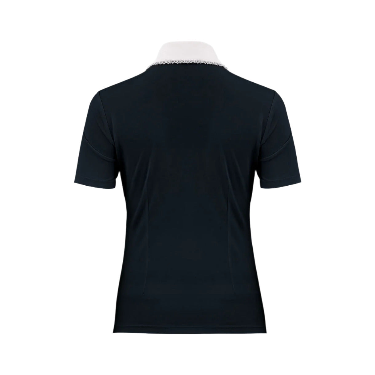 Women's polo shirt with lace trim and contrast collar