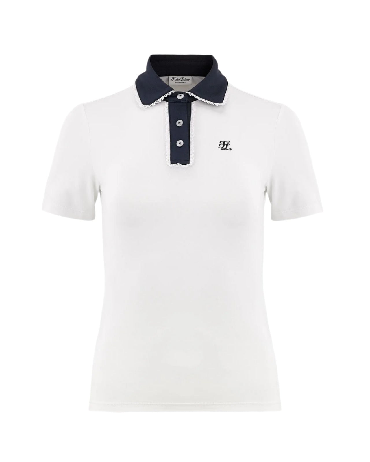 Fairliar women's polo shirt with lace trim and contrast collar