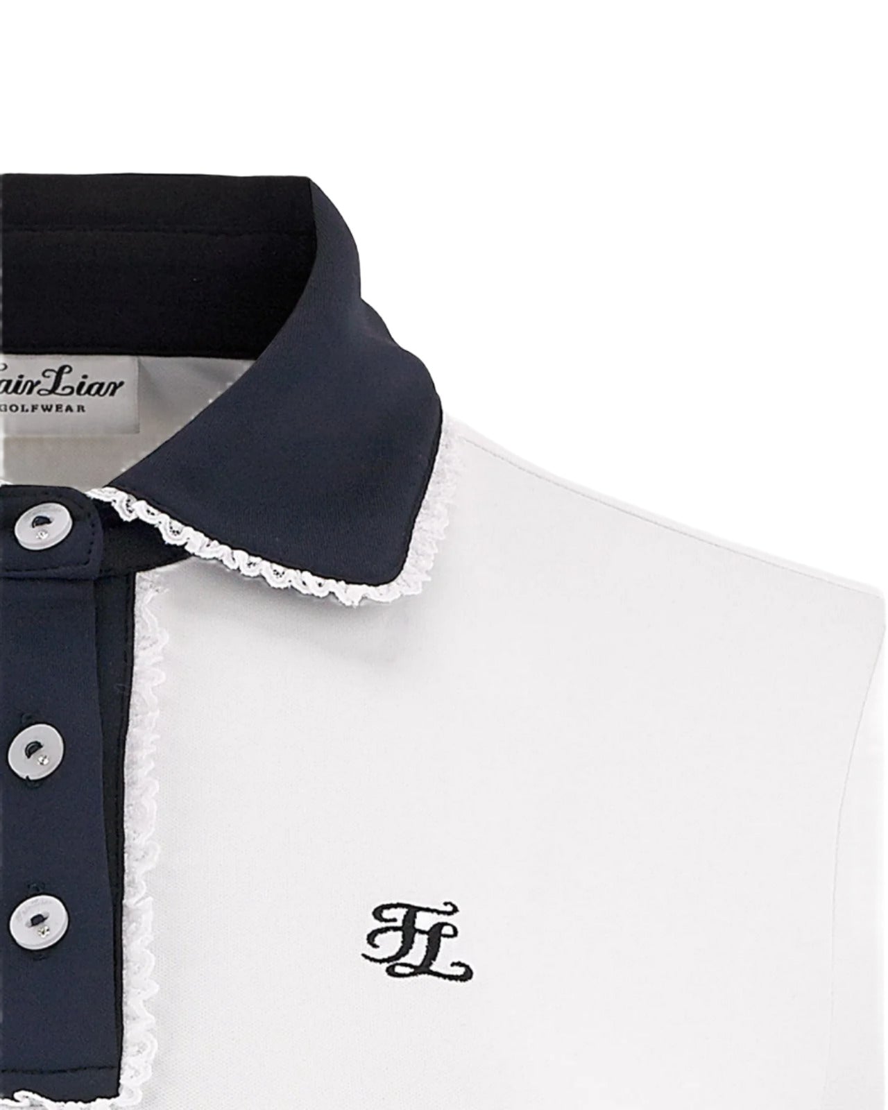 Fairliar women's polo shirt with lace trim and contrast collar