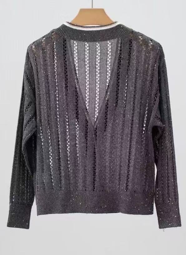 Women's Sequin Cardigan in Gray - Korean Fashion