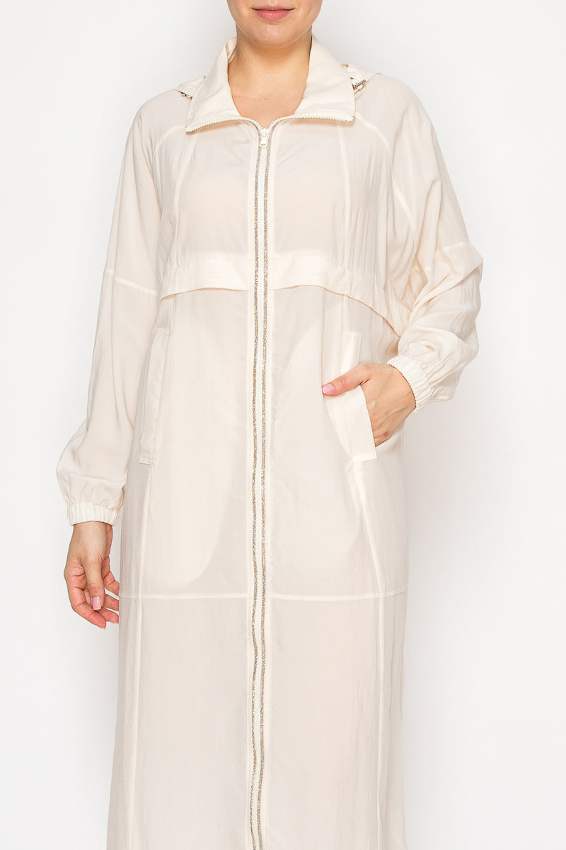 Women's Lightweight longline zip-up jacket - Korean Fashion