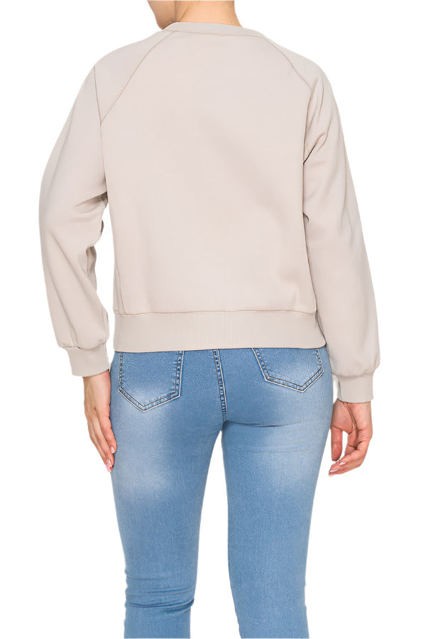 Women's beige sweatshirt - Korean Fashion