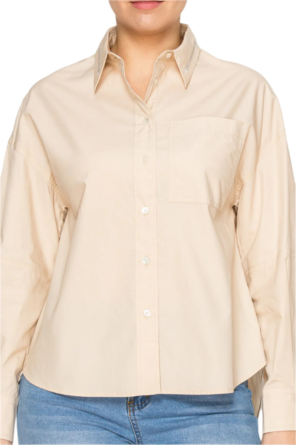 Casual oversized button-up shirt - Korean Fashion