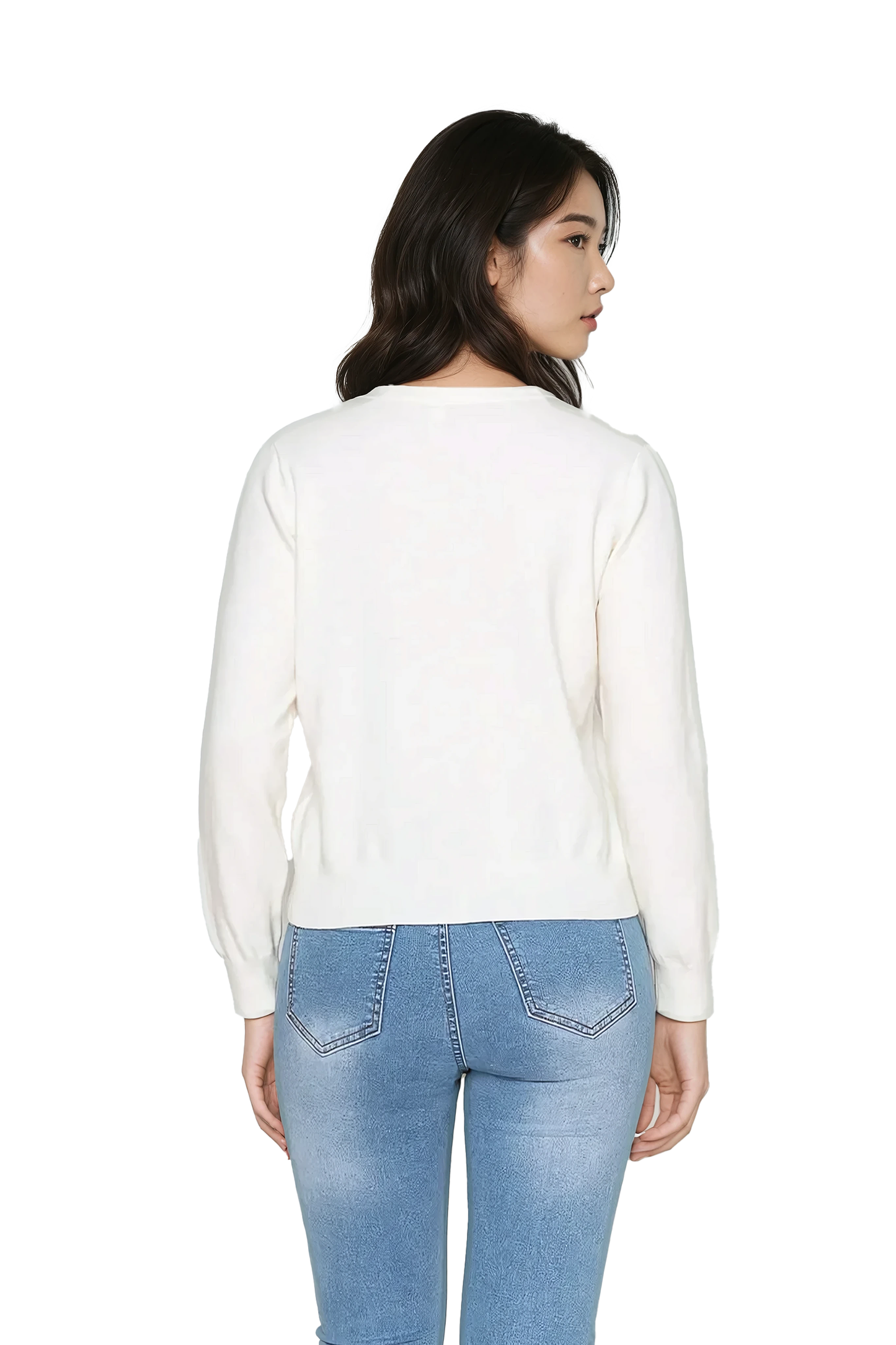 Swan Embroidered Sweater - Korean Fashion