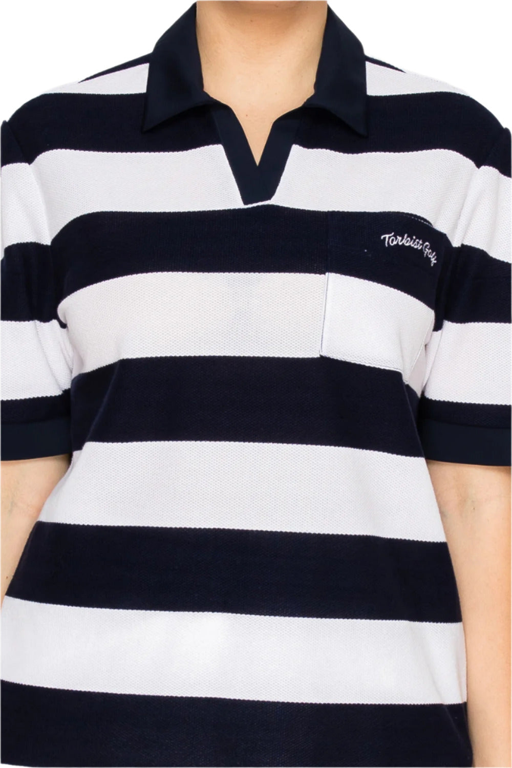 Torbist navy and white striped polo shirt