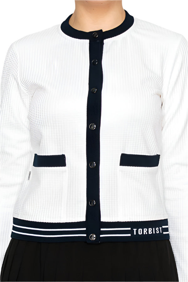 Women's black and white knit cardigan by Torbist