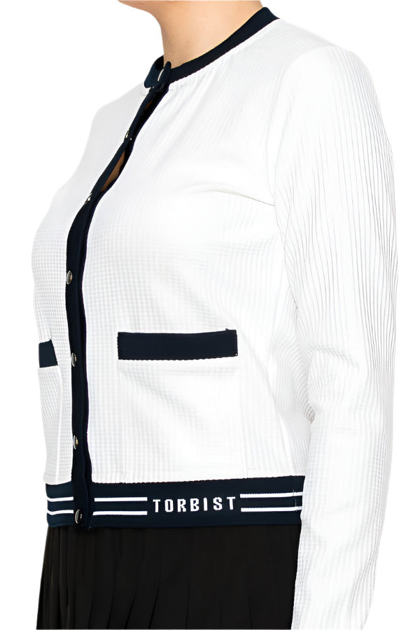 Women's black and white knit cardigan by Torbist