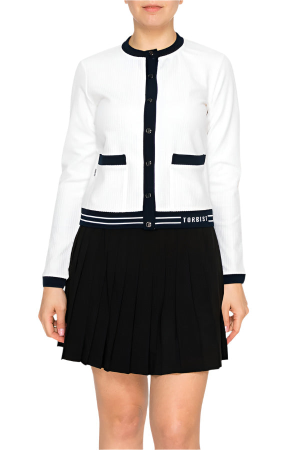 Women's black and white knit cardigan by Torbist