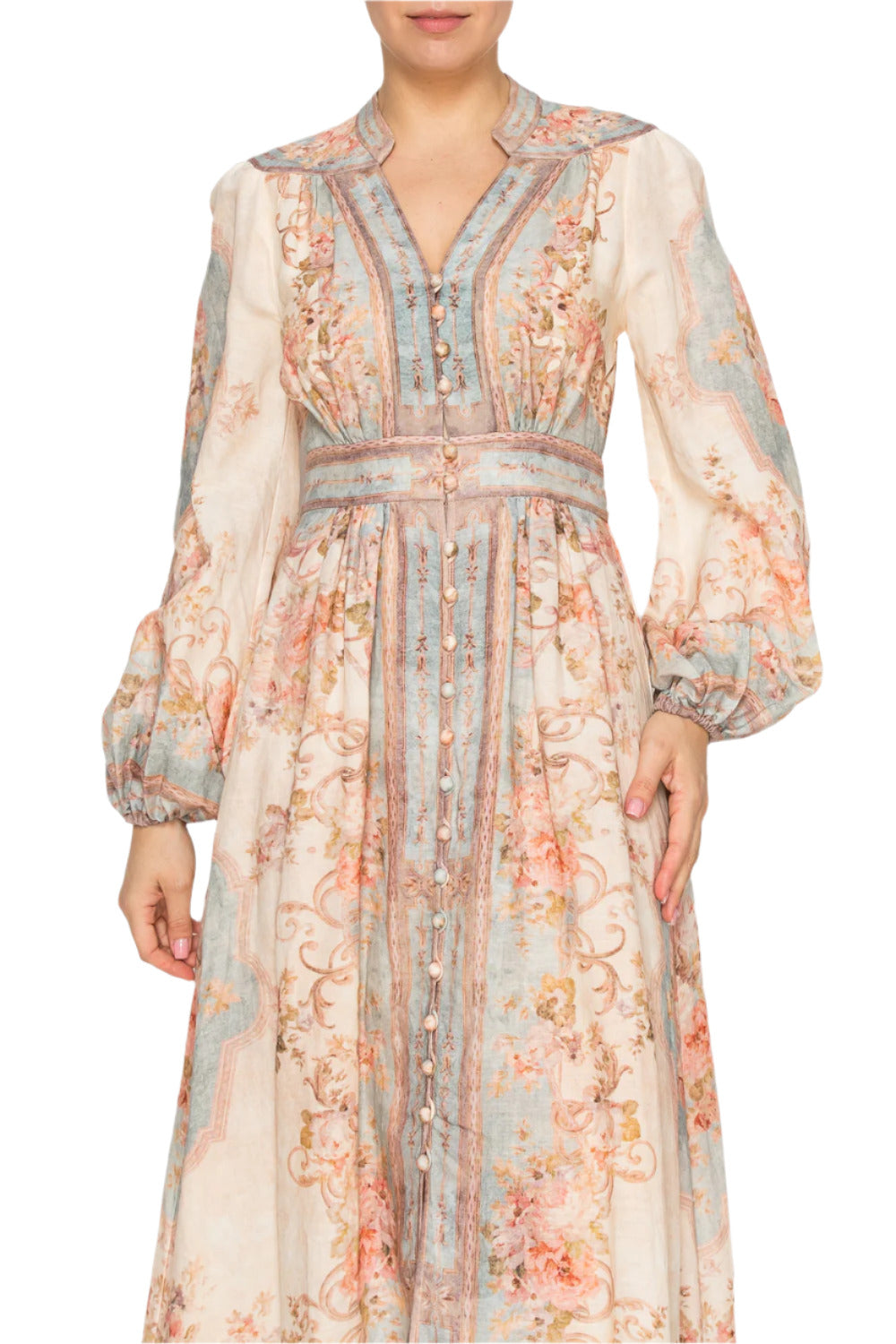 Women's Vintage-inspired floral maxi dress - Korean Fashion
