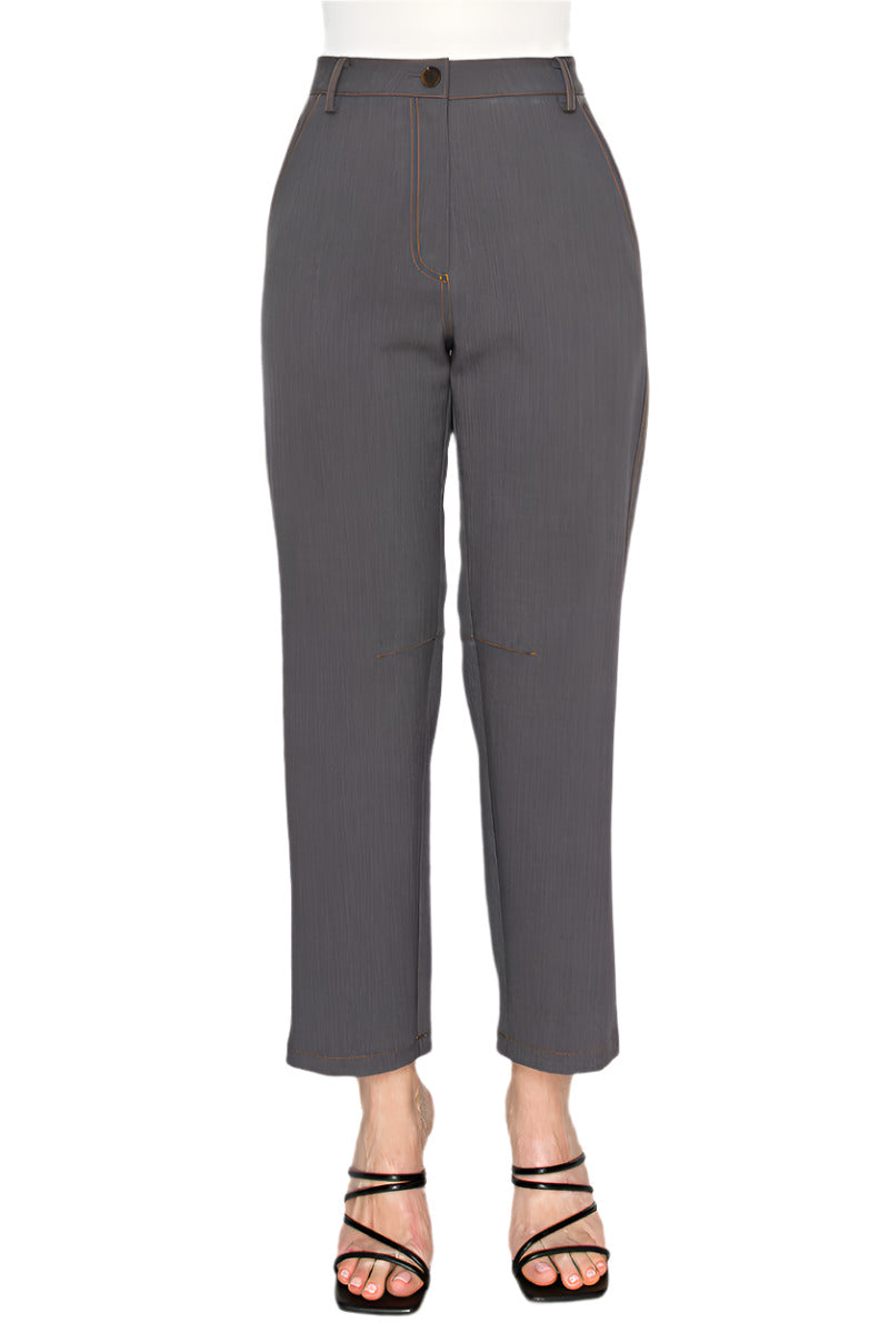 Women’s high-waisted tailored gray trousers - Korean Fashion