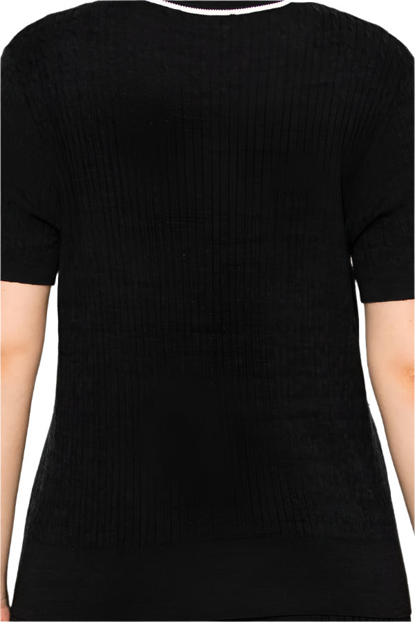 Women's black ribbed knit matching set - Korean Fashion