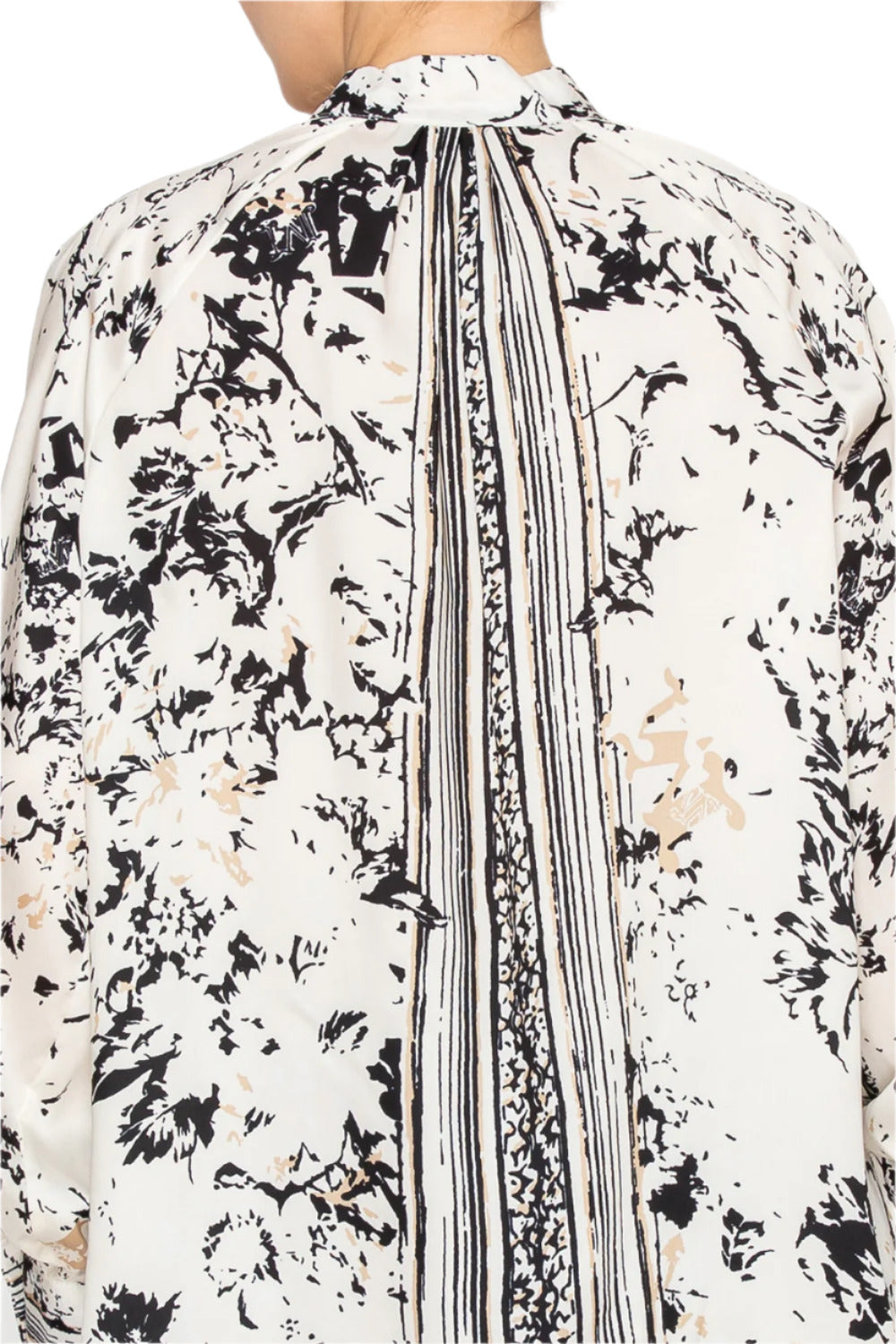 Women's high-neck blouse with abstract pattern - Korean Fashion