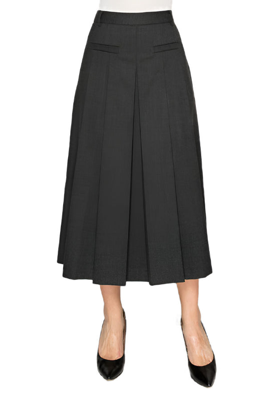 Pleated wide-leg trousers in charcoal gray - Korean Fashion