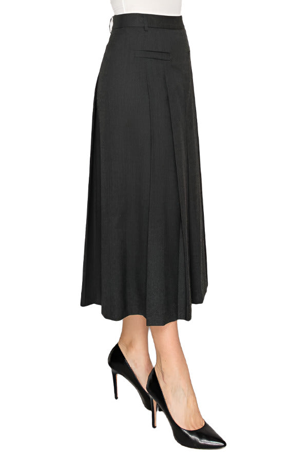 Pleated wide-leg trousers in charcoal gray - Korean Fashion