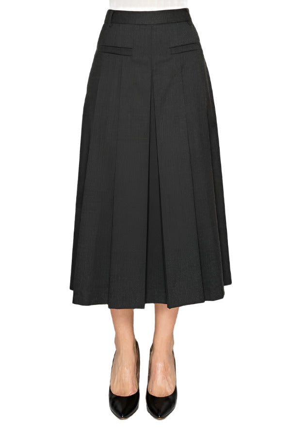 Pleated wide-leg trousers in charcoal gray - Korean Fashion