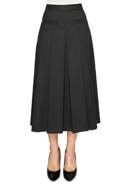 Pleated wide-leg trousers in charcoal gray - Korean Fashion