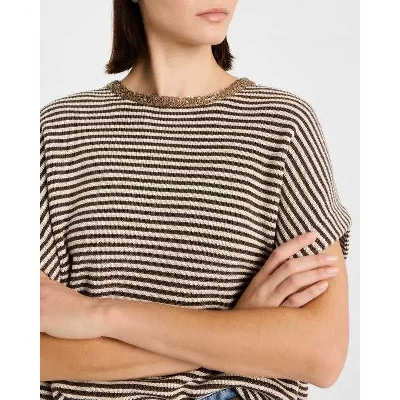 Women's Striped Sleeveless Knit Top - Korean Fashion