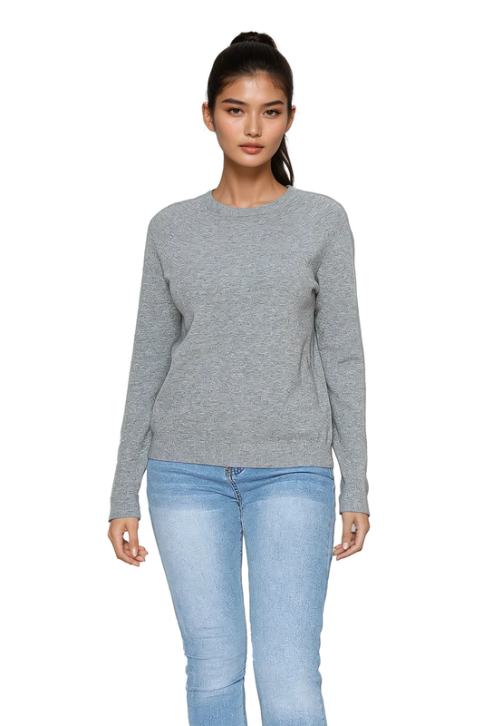 Women's classic crew neck sweater - Korean Fashion