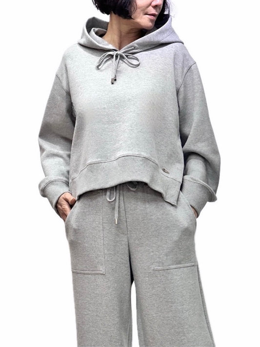 Women's Cropped Hoodie & Wide-Leg Sweatpants Set - Korean Fashion