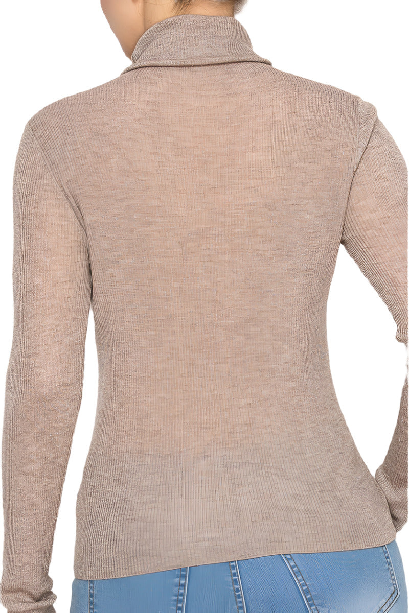 [Nabi] Women’s Ribbed Turtleneck Sweater – Fitted, Lightweight Knit