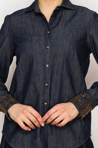 [Nabi] Classic Dark Wash Denim Shirt