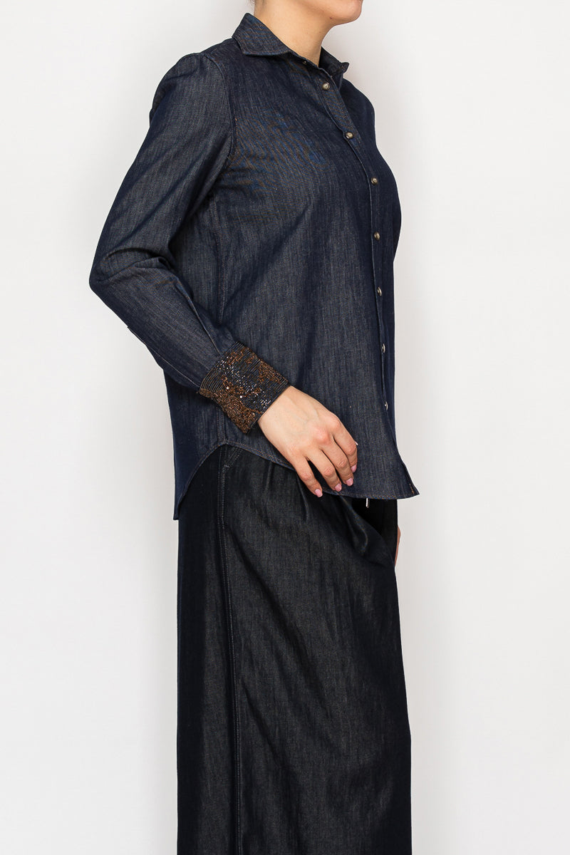 [Nabi] Classic Dark Wash Denim Shirt