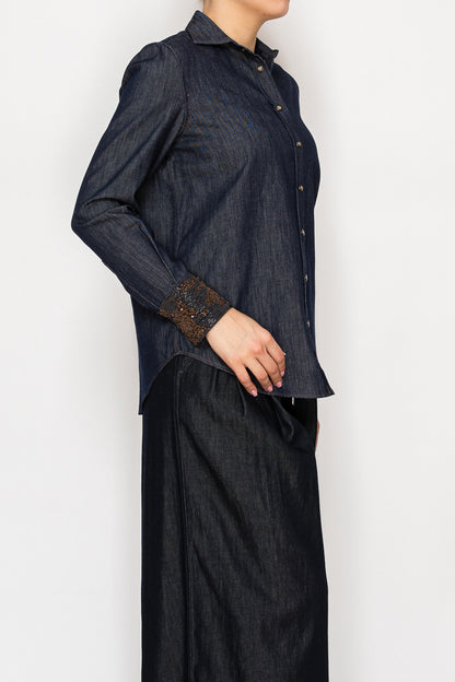 [Nabi] Classic Dark Wash Denim Shirt