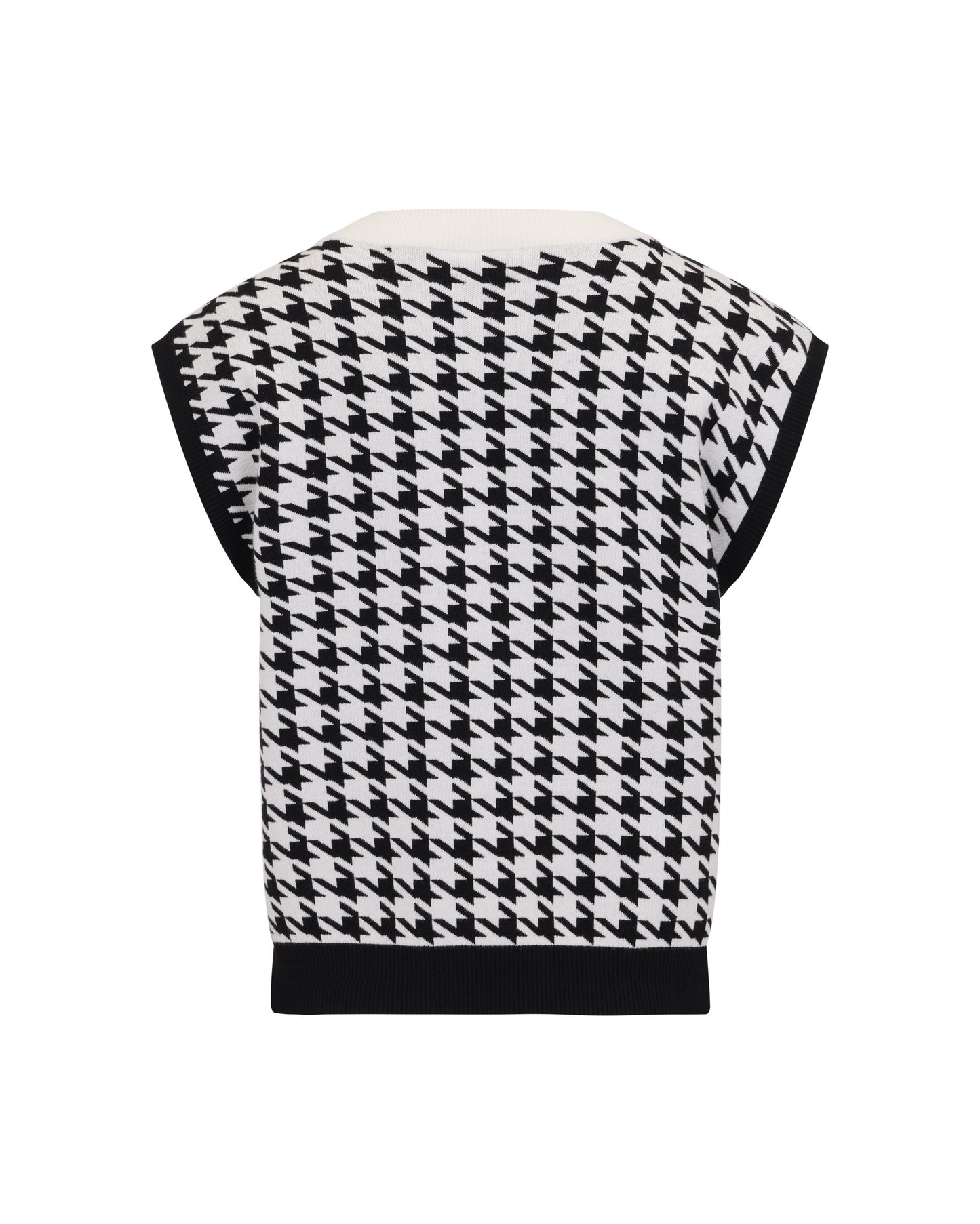 [Fair Liar] Houndstooth Checkered Knit Vest – Black