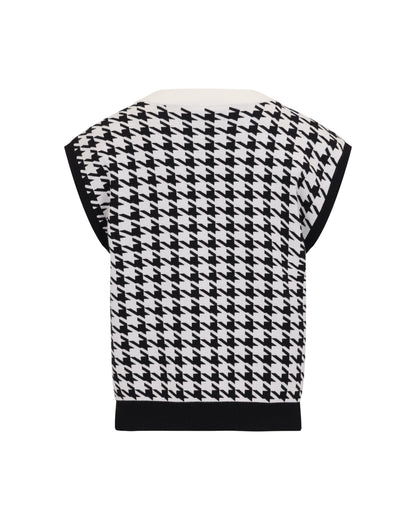 [Fair Liar] Houndstooth Checkered Knit Vest – Black